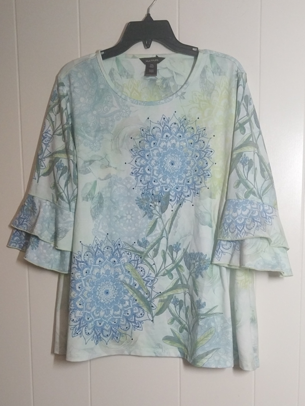 Multiples Bell Sleeve 3/4 Length Sleeve Top PXL